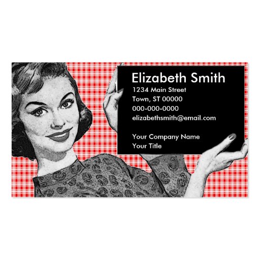 1950s Woman with a Sign V2 Business Card (front side)