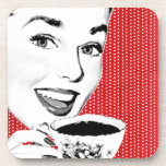 1950s Woman with a Teacup Beverage Coasters
