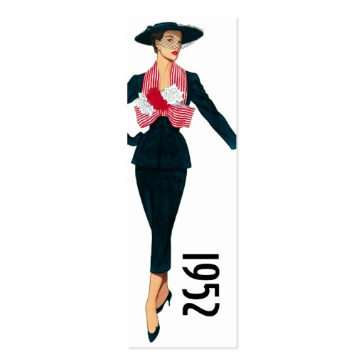1952 Fashion Bookmark Business Card Templates (front side)