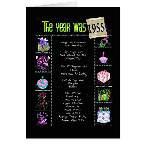 1955 Birthday Year Fun Facts Card | Zazzle