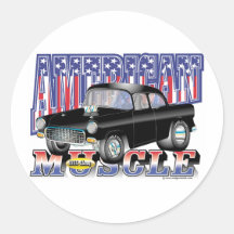 1955 Chevy Round Stickers