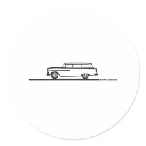 1955 Chevy Station Wagon Round Sticker