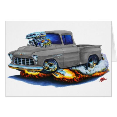 1955 Chevy Stepside Pickup Grey Truck Greeting Card by maddmaxart