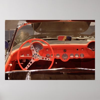 1956 Chevrolet Corvette Steering Wheel and Dash Poster by cunningba