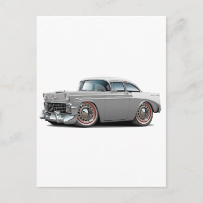 1956 Chevy Belair GreyWhite Car Postcards by maddmaxart