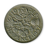 1957 British sixpence magnet