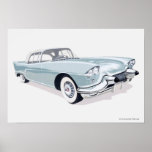 1957 Cadillac with silhouette of driver inside Posters