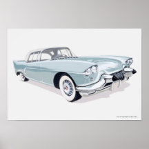 1957 Cadillac with silhouette of driver inside Posters