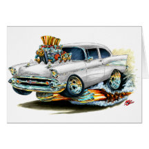 1957 Chevy 150-210 White Car Greeting Cards