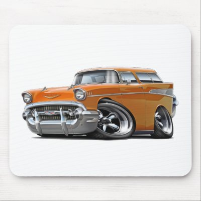 1957 Chevy Nomad Orange Hot Rod Mouse Pad by maddmaxart