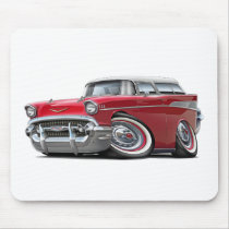 1957 Chevy Nomad Red-White Car Mouse Pad