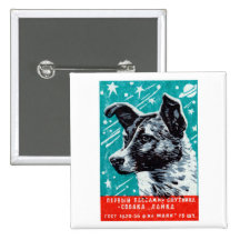 1957 Laika the Space Dog Pinback Button