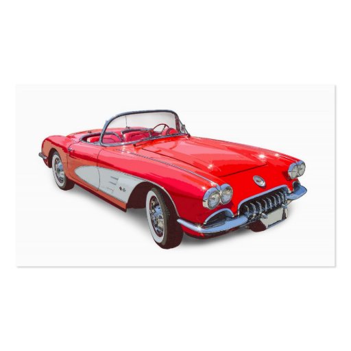 1958 Corvette Convertible Red Classic Car Business Card Templates (front side)