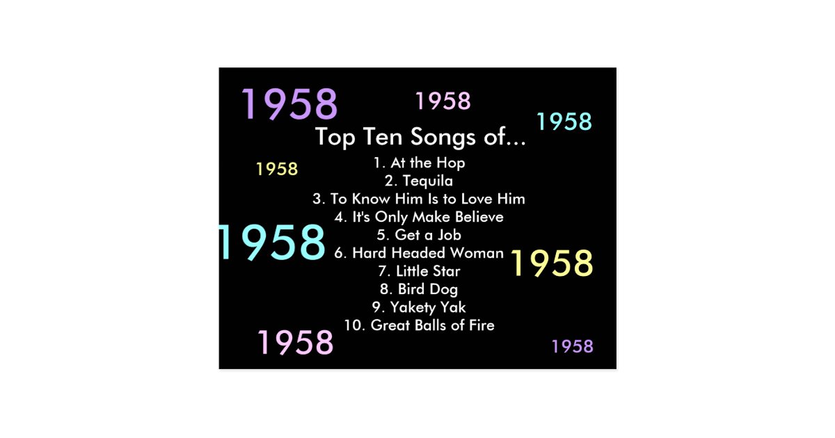 1958 Songs Postcard Zazzle 1958 Songs Postcard Zazzle