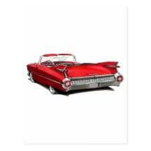 1959 Cadillac Red Car Post Card