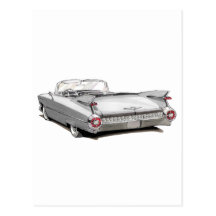 1959 Cadillac White Car Postcards