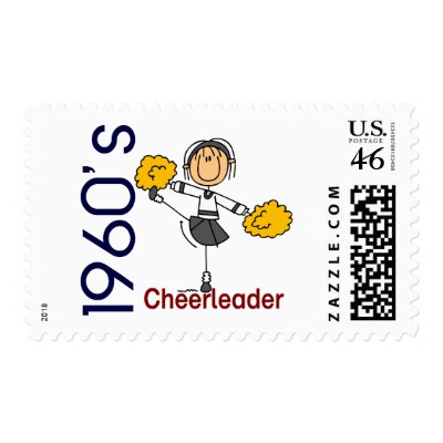 1960’s Cheerleader Stick Figure Postage Stamps by stickfiguretown