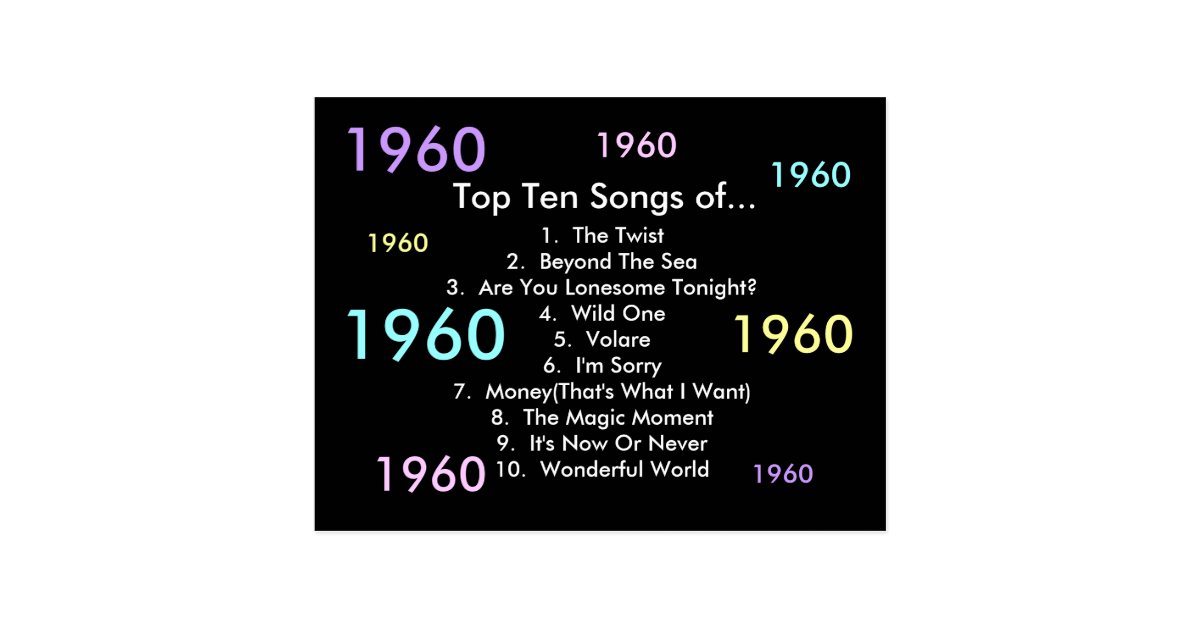 1960 Songs Postcard | Zazzle