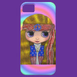 1960s, 1970s Hippie Chick in Stars and Stripes casemate cases