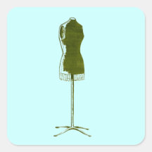 1960s Fashion Retro quirky dress form Square Stickers