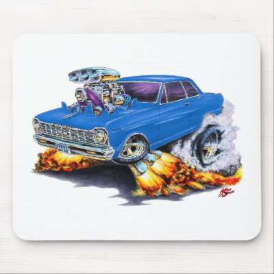 1962-65 Nova Blue Car Mousepad by maddmaxart