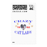 1962 Crazy Cat Lady Postage Stamps