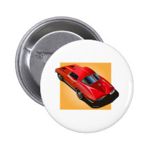 1963 Split Window Red Yellow Box Pinback Button