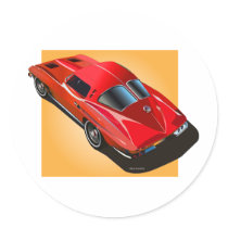 1963 Split Window Red Yellow Box Round Sticker