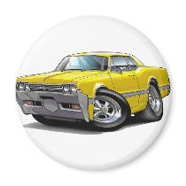 1964-65 Olds Cutlass Yellow Car magnets by maddmaxart 1964-65 Olds Cutlass Yellow Car magnets