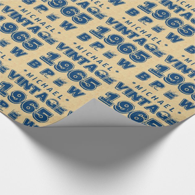 1965 50th or Any Birthday VINTAGE BREW Gold J30CZ Wrapping Paper 1/4
