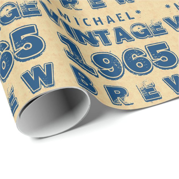 1965 50th or Any Birthday VINTAGE BREW Gold J30CZ Wrapping Paper 4/4