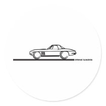 1965 Corvette Stingray Hardtop BLK Round Sticker