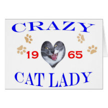 1965 Crazy Cat Lady Greeting Cards