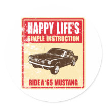 1965 Ford Mustang Coupe Round Sticker