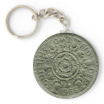 1966 British two shilling keychain