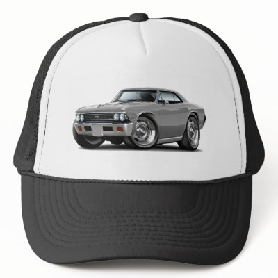 1966 Chevelle Grey Car Hats by maddmaxart. Hat Template