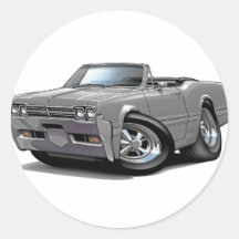 1966 Olds Cutlass Grey Convertible Round Stickers