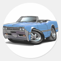 1966 Olds Cutlass Lt Blue Convertible Round Stickers