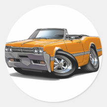 1966 Olds Cutlass Orange Convertible Round Stickers