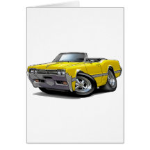 1966 Olds Cutlass Yellow Convertible Greeting Card