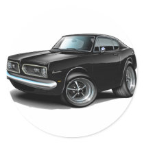 1967-69 Barracuda Black Car Round Stickers