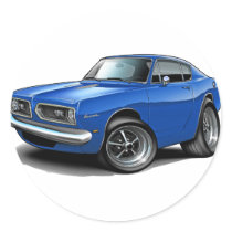 1967-69 Barracuda Blue Car Round Sticker