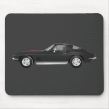 1967 Corvette Sports Car: Black Finish: Mousepads