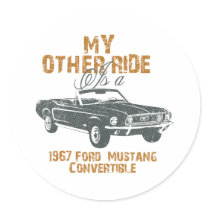 1967 Ford Mustang Convertible Round Sticker