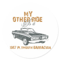 1967 Plymouth Barracuda Round Stickers