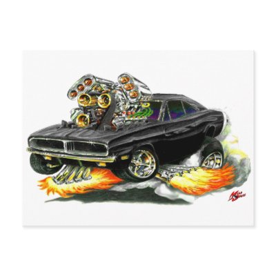 1968-70 Charger Black Car Postcards by maddmaxart