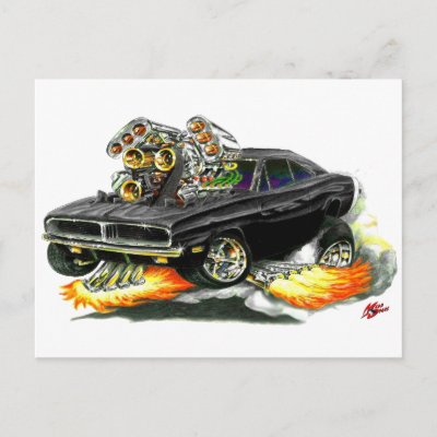 196870 Charger Black Car Postcards by maddmaxart