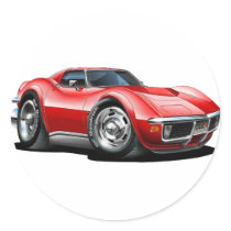 1968-72 Corvette Red Car Round Stickers