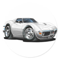 1968-72 Corvette White Car Round Stickers