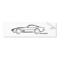 1968 Corvette Hardtop BLK Bumper Stickers